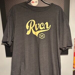 RVCA Charcoal Tee with Yellow Logo